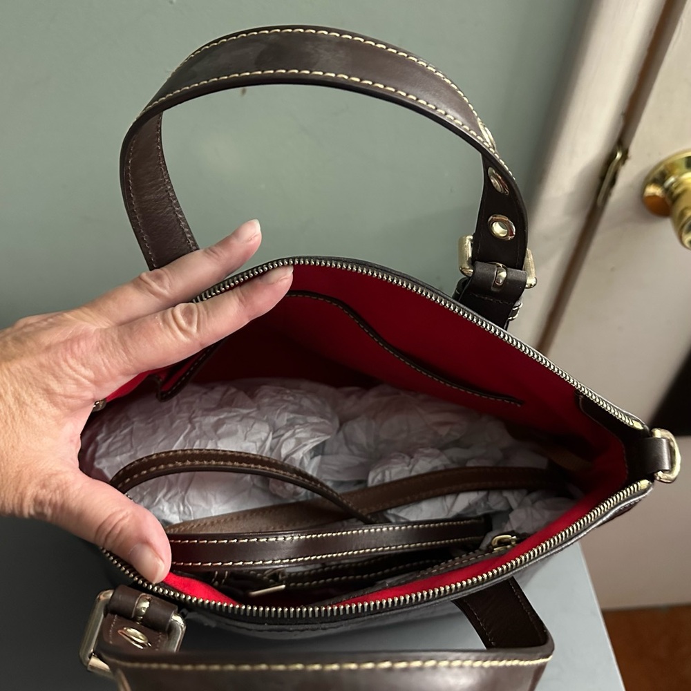 Dooney & Bourke Dark Purple Croc-Embossed Satchel - Picture 4 of 5